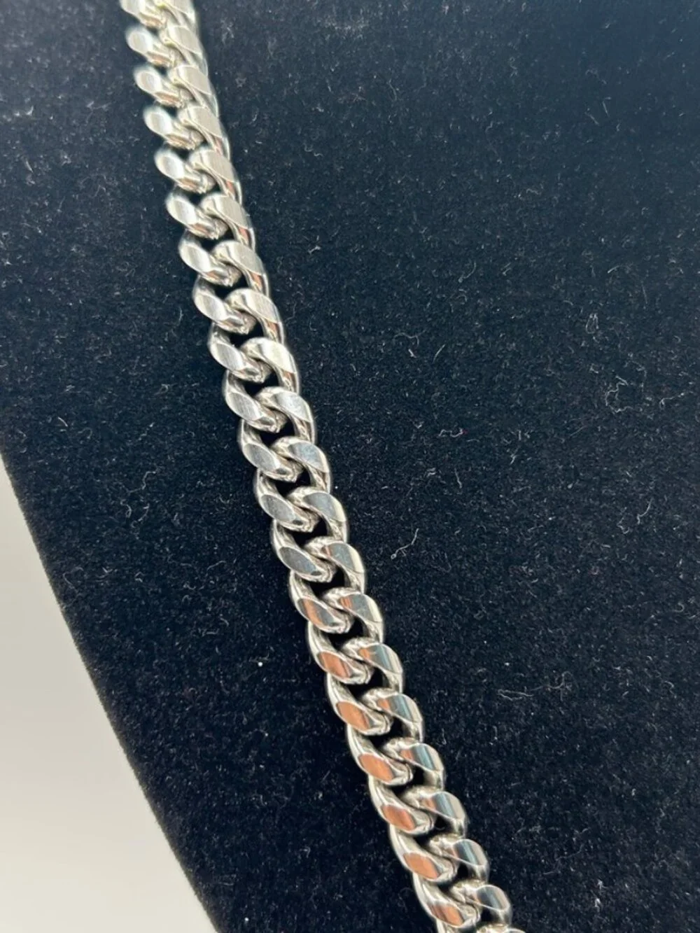 Real Silver Cuban Chain Stainless Steel Plated 8mm 26 Inch Solid Waterproof